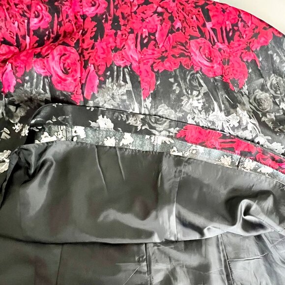 Dress Barn Floral Dress Lined Zipper Back A-Line Size 16 Black Red Gray EUC - Picture 6 of 12